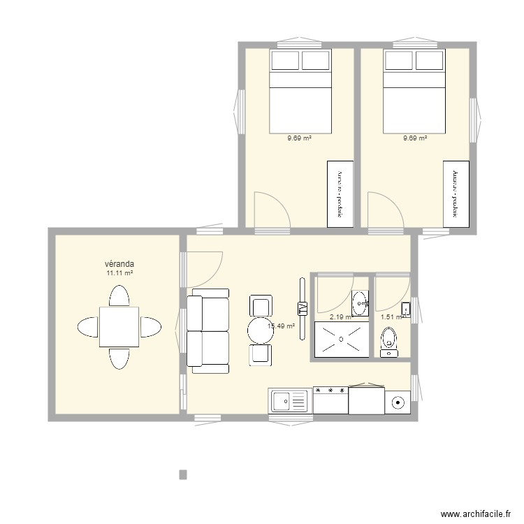 maison 40m2 plan 3. Plan de 0 pièce et 0 m2