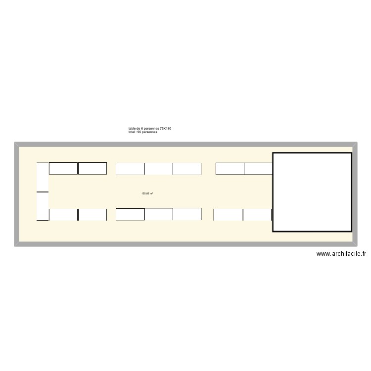 plan table rectange 6 personnes. Plan de 1 pièce et 121 m2