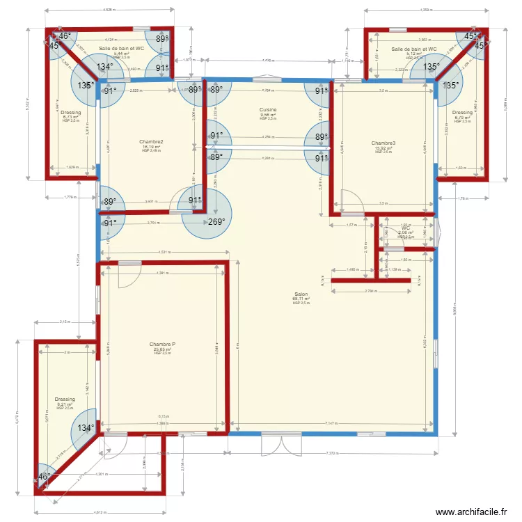 Mod&egrave;le 1 F4. Plan de 11 Pièces et 170 m²