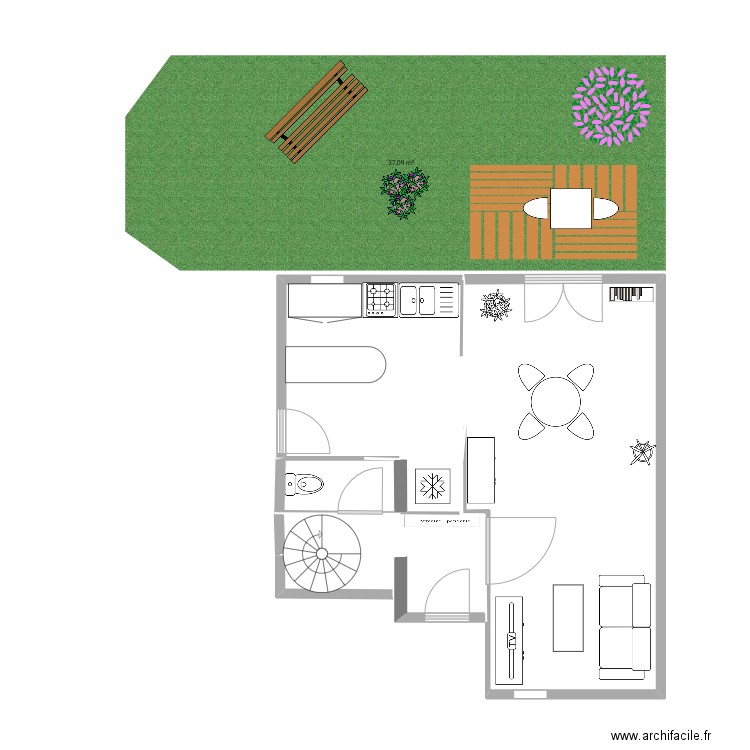 2taille rdc. Plan de 5 pièces et 41 m2