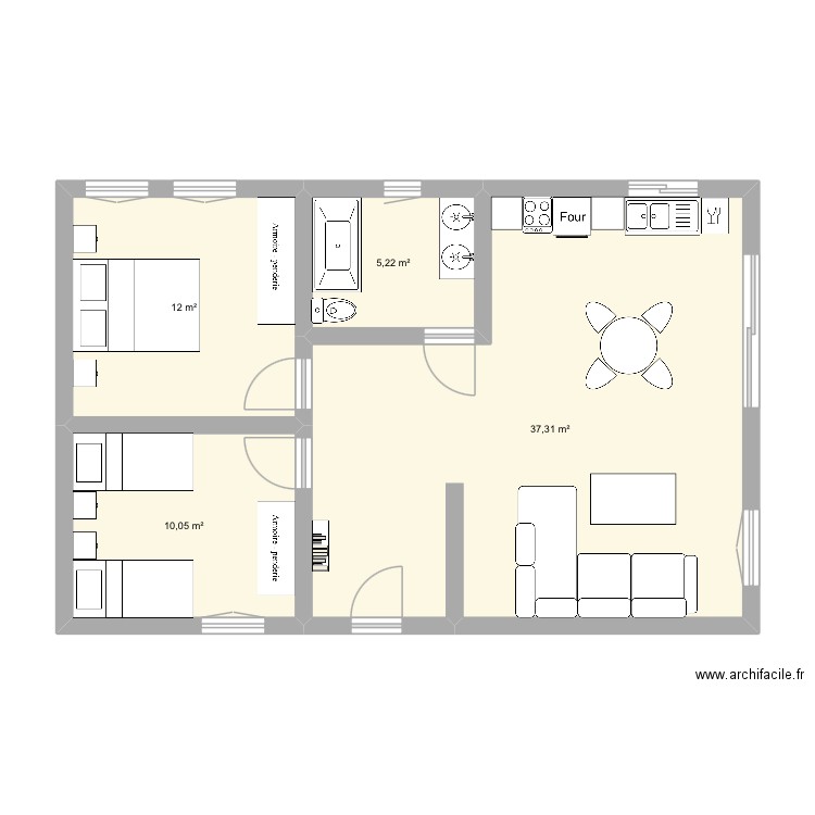 LODGE. Plan de 4 pièces et 65 m2