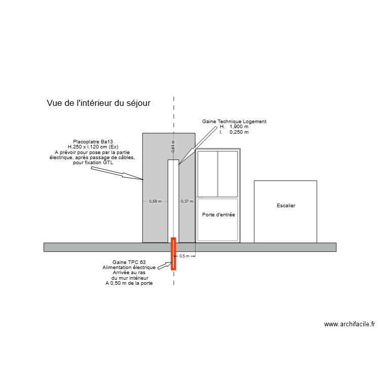 Mur gauche cuisine. Plan de 0 pièce et 0 m2