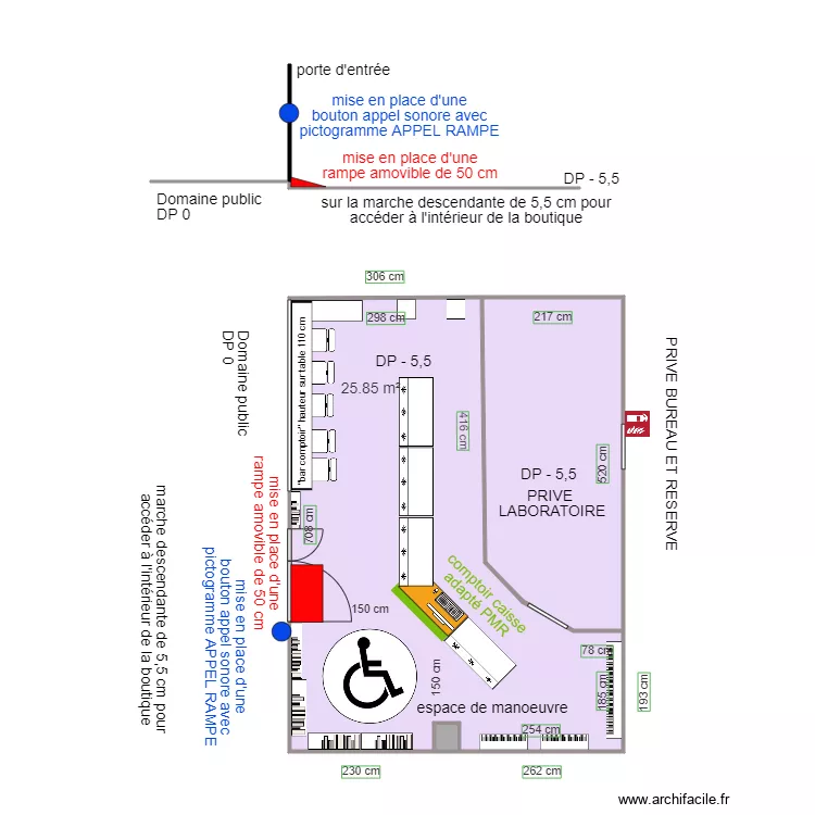 BARRE DE CHOCOLAT apres travaux. Plan de 
