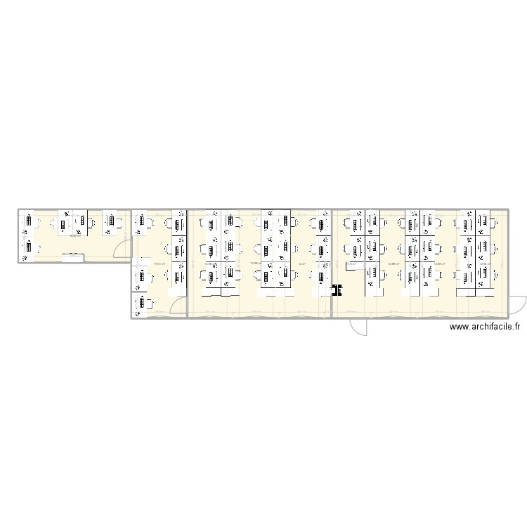 Projet 4 Bureaux Parkings LOIRE. Plan de 10 pièces et 131 m2