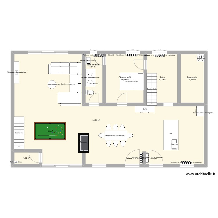 Villefranche . Plan de 6 pièces et 127 m2