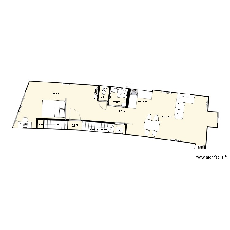 APPART LA CONCHE projet 2. Plan de 7 pièces et 57 m2