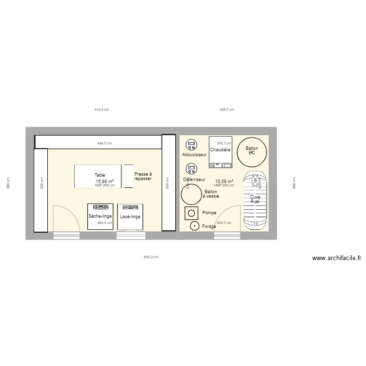 Local Technique Tarascon. Plan de 2 pièces et 26 m2