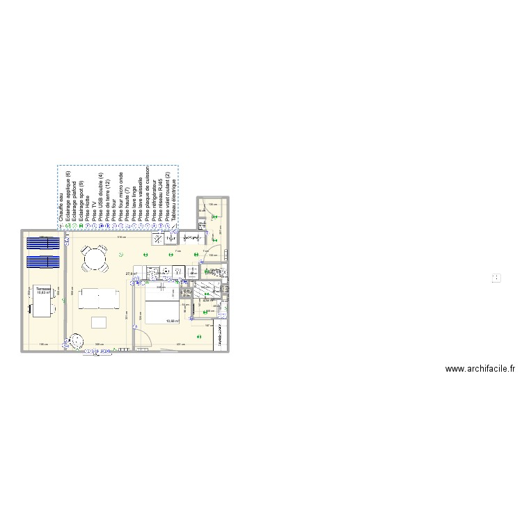 Santa Clara 2 face mer avec meuble VFINAL2. Plan de 7 pièces et 53 m2