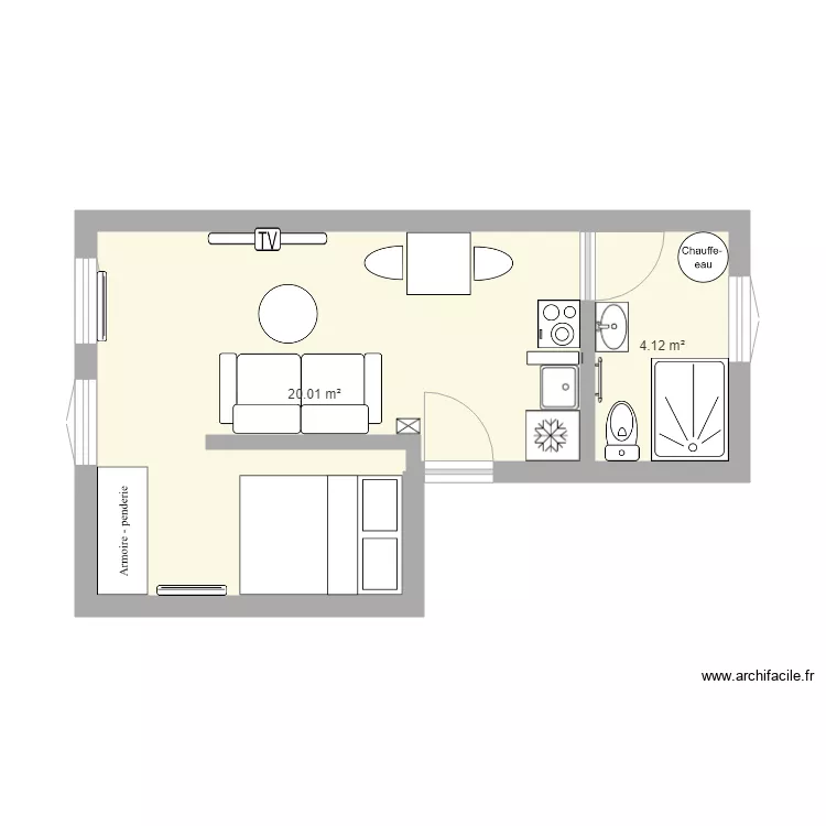 studio 1er &eacute;tage. Plan de 
