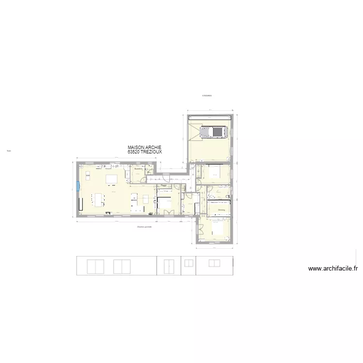 Plein pied en T revu archi 18 sept cuisine en U avec murs de 35. Plan de 