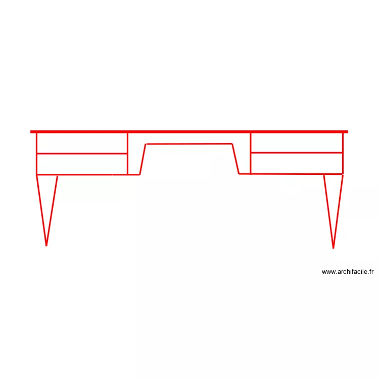 bureau Lawrence 2 tiroirs rien sur milieu . Plan de 