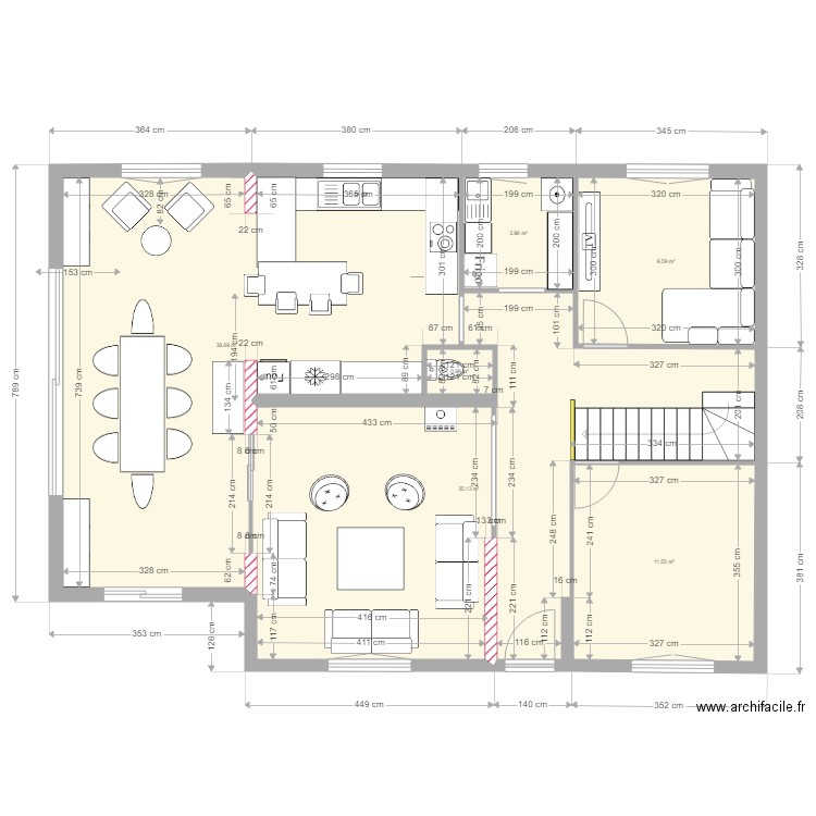 détail pièces de vie essai7. Plan de 0 pièce et 0 m2