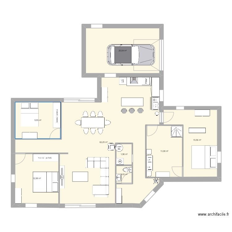 maison 1. Plan de 8 pièces et 135 m2