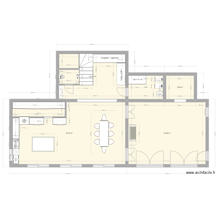 PLAN RDC. Plan de 5 pièces et 137 m2