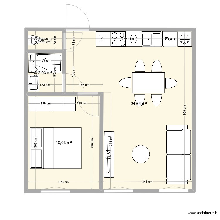 T2 FF ESSAI 2. Plan de 4 pièces et 37 m2