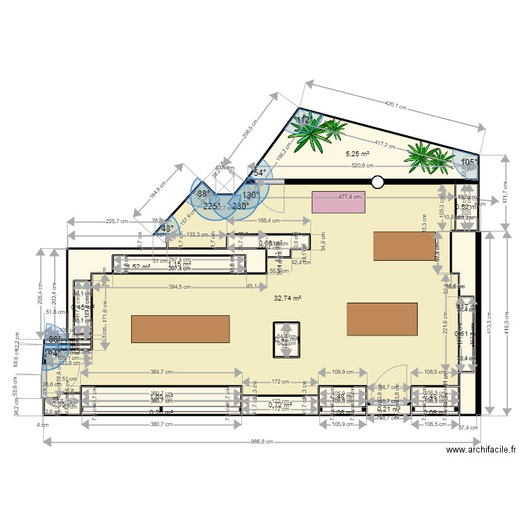 boutique Bruxells Sols. Plan de 21 pièces et 49 m2