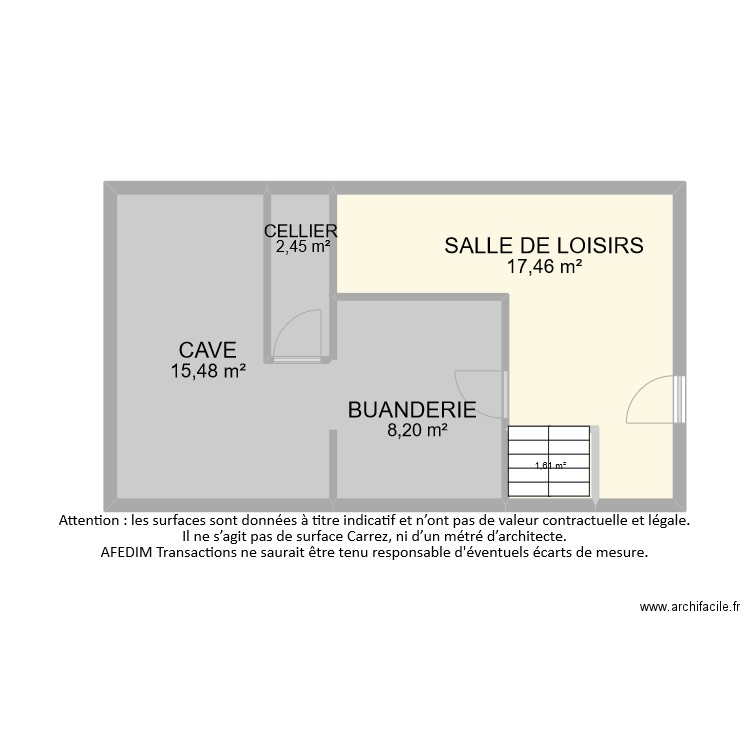 BI9117 SOUS SOL PASCAL. Plan de 5 pièces et 47 m2