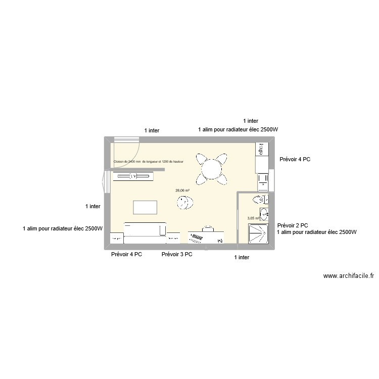 Aménagement chambre 2. Plan de 0 pièce et 0 m2