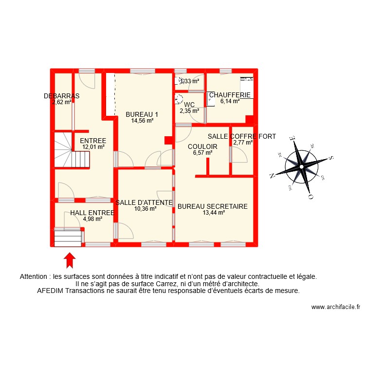 BI 9915 RDC. Plan de 13 pièces et 80 m2