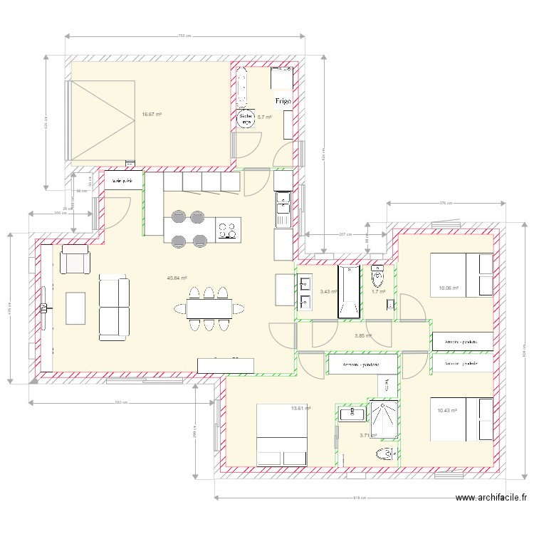 la Noë 3. Plan de 10 pièces et 115 m2