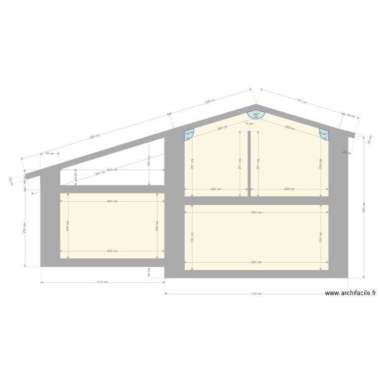 pignon bergerie. Plan de 3 pièces et 40 m2