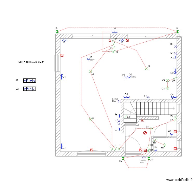 RDC tim . Plan de 2 pièces et 10 m2