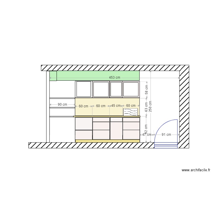 aménagement cuisine coupe . Plan de 0 pièce et 0 m2