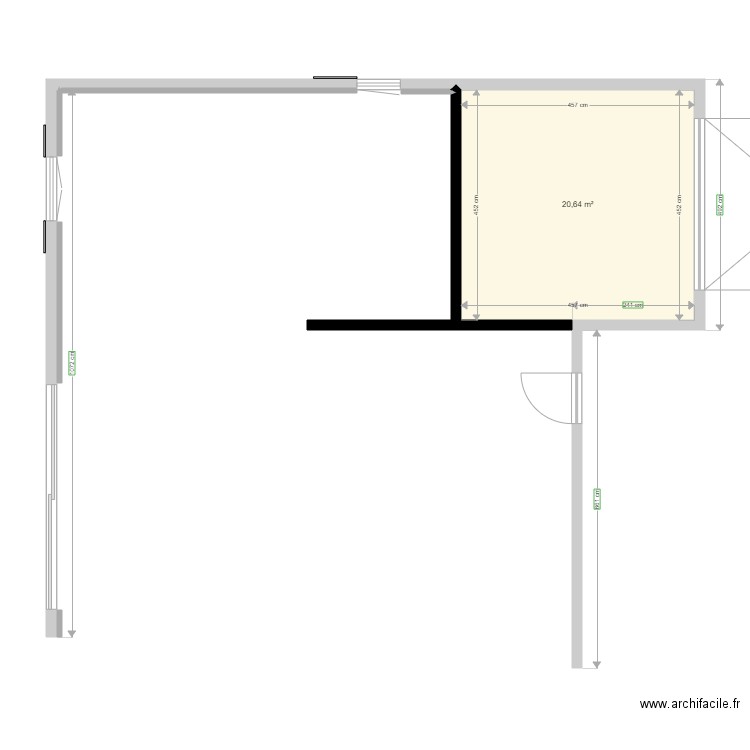 logement location Anne. Plan de 1 pièce et 21 m2