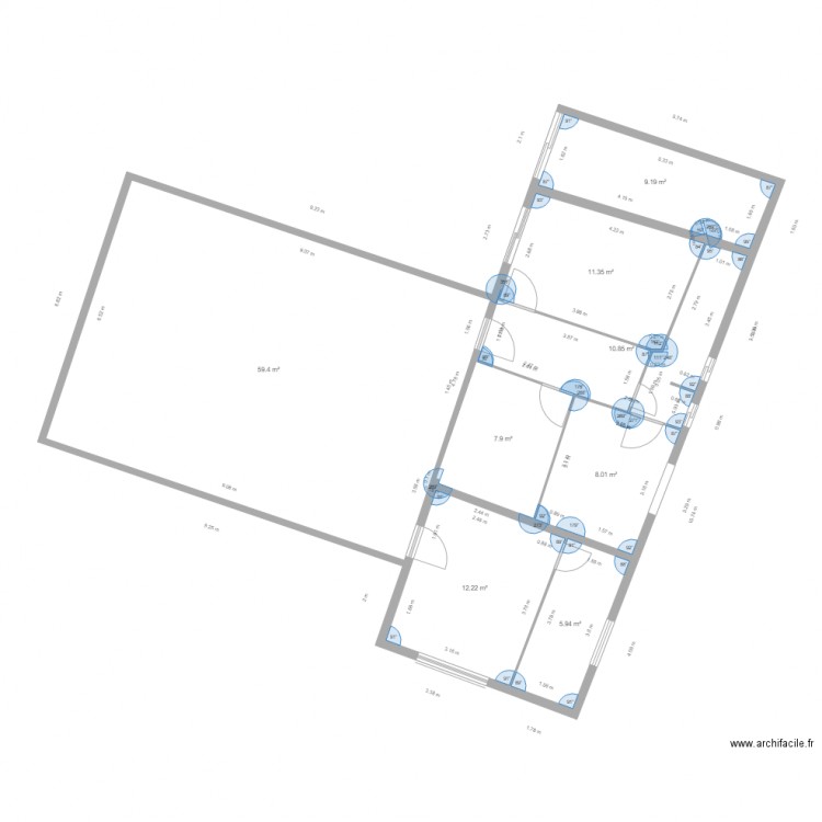 xv39 agrandissement 9a. Plan de 8 pièces et 125 m2
