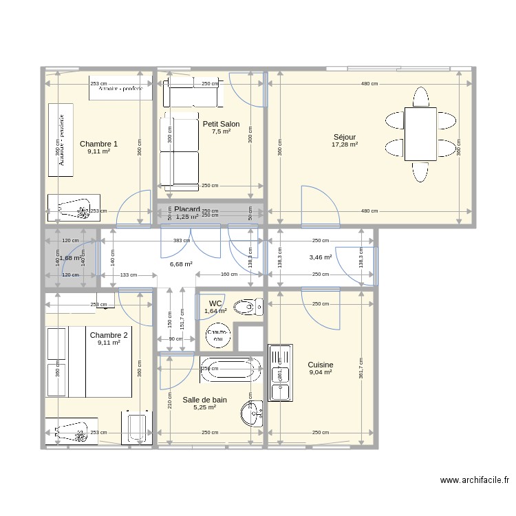 appartement F4 . Plan de 0 pièce et 0 m2