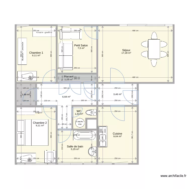 appartement F4 . Plan de 