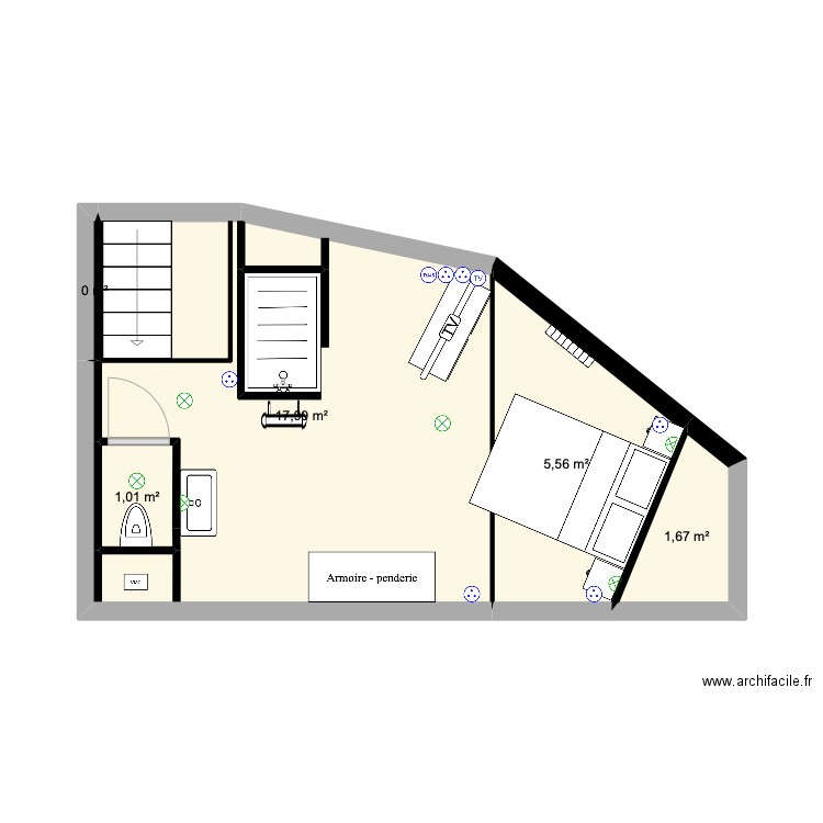 étage séchoir 1. Plan de 5 pièces et 26 m2