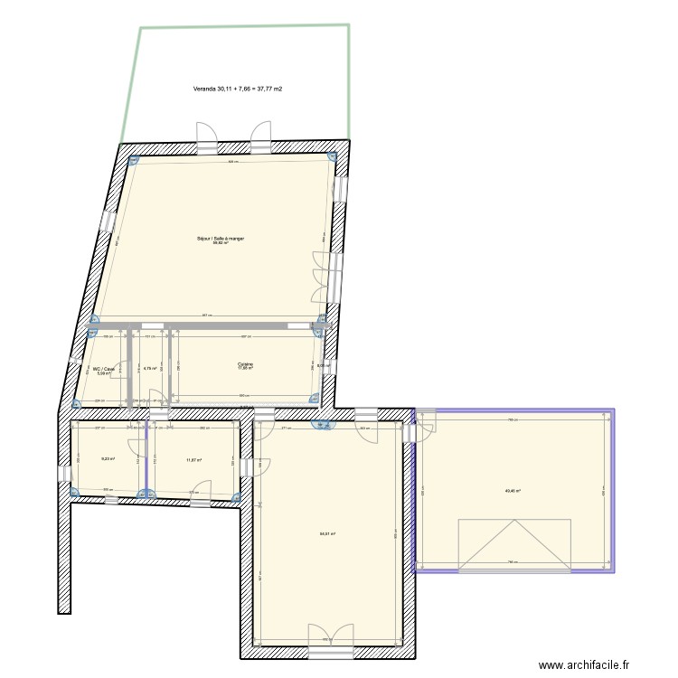 Maison Lignan. Plan de 10 pièces et 214 m2