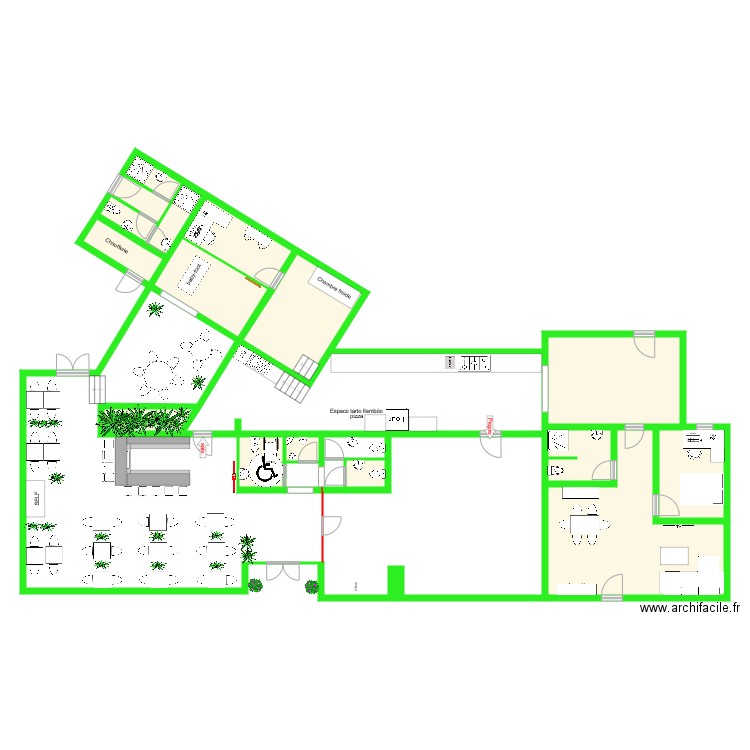 Plan restaurant v3 avec bar dans grande salle 1 er phase. Plan de 0 pièce et 0 m2