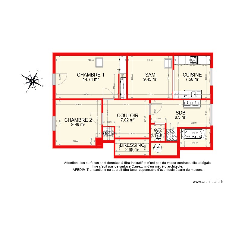 Etage 4 NIVEAU 1 . Plan de 12 pièces et 67 m2