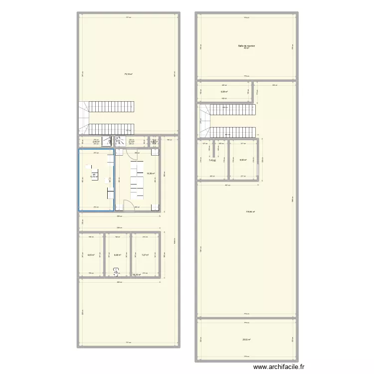 BUREAU VESTIAIRE. Plan de 