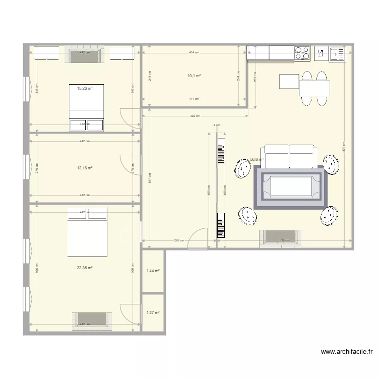 Appartement Haussmannien. Plan de 