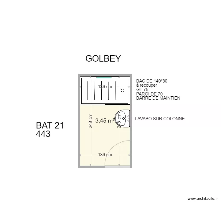 GOLBEY 443 B21. Plan de 