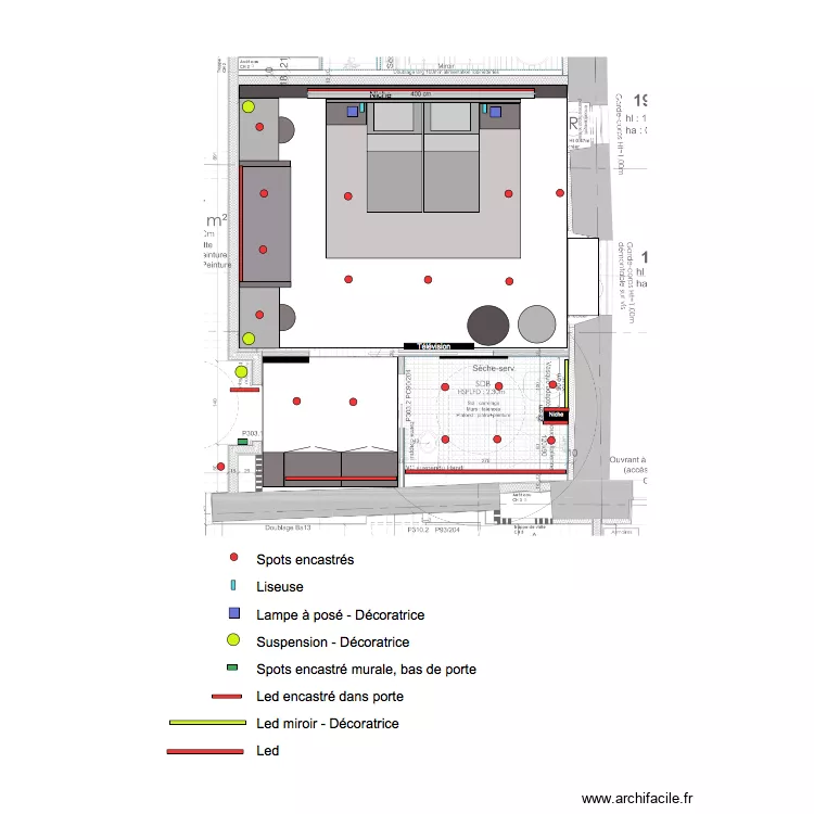 Chambre 3 Plan &eacute;clairage. Plan de 