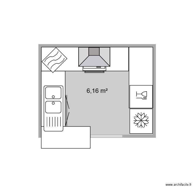 cuisine14012022. Plan de 1 pièce et 6 m2