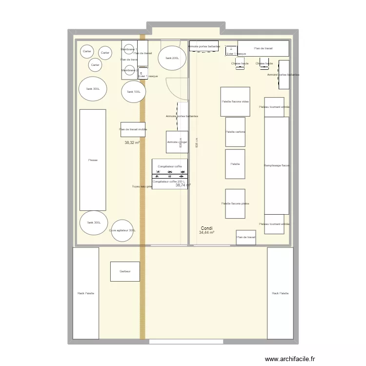 Plan cave n&deg;4. Plan de 