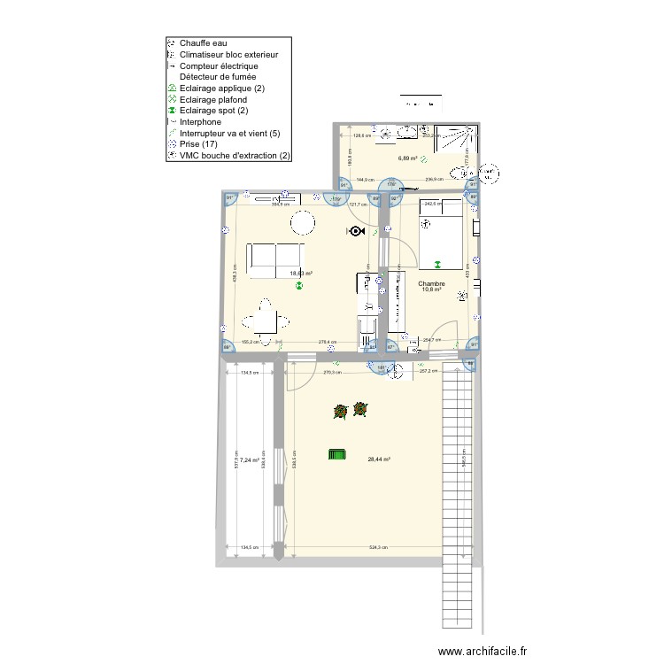 Appartement Jean Jaurès Rez de chaussé 100. Plan de 5 pièces et 72 m2