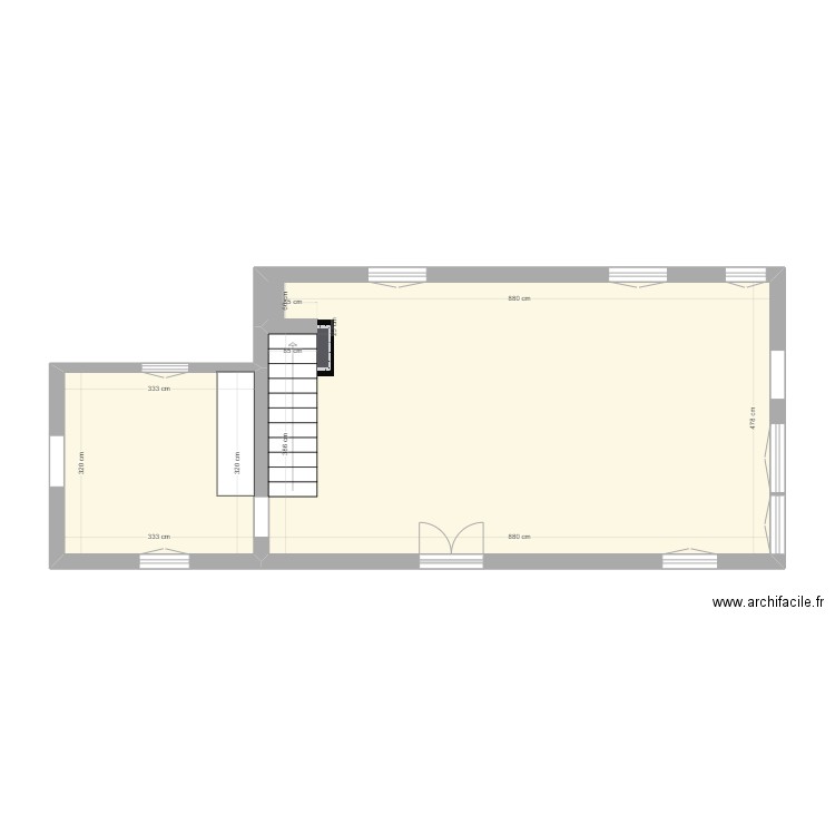 Château de MENOU RDC. Plan de 2 pièces et 52 m2