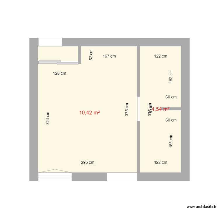 chambre mia cote. Plan de 3 pièces et 15 m2