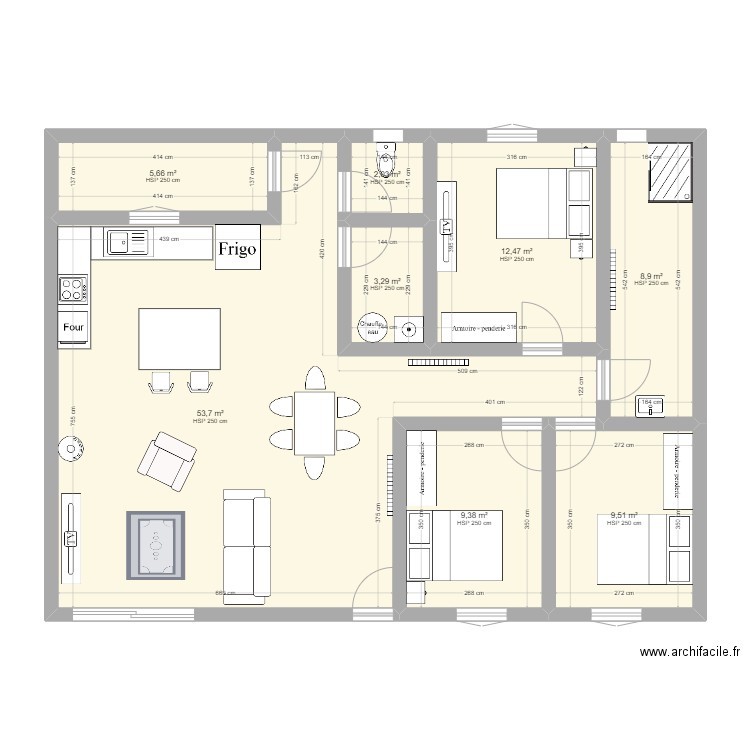 plan Rudy. Plan de 8 pièces et 105 m2