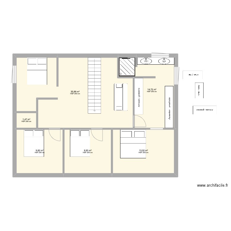 maison cerisier. Plan de 6 pièces et 85 m2