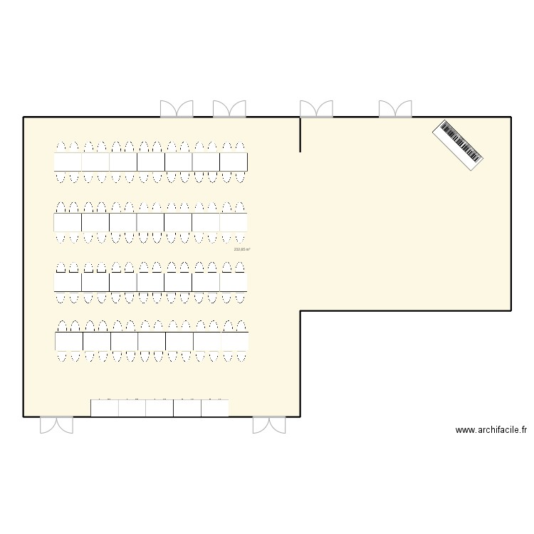 Salle mariage. Plan de 1 pièce et 233 m2