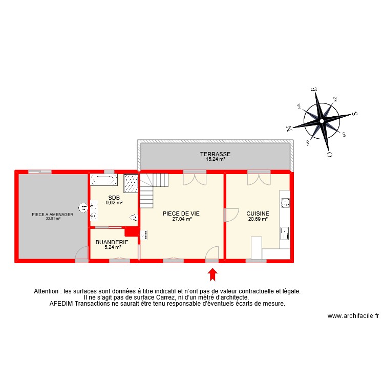 BI 10590 RDC . Plan de 7 pièces et 101 m2