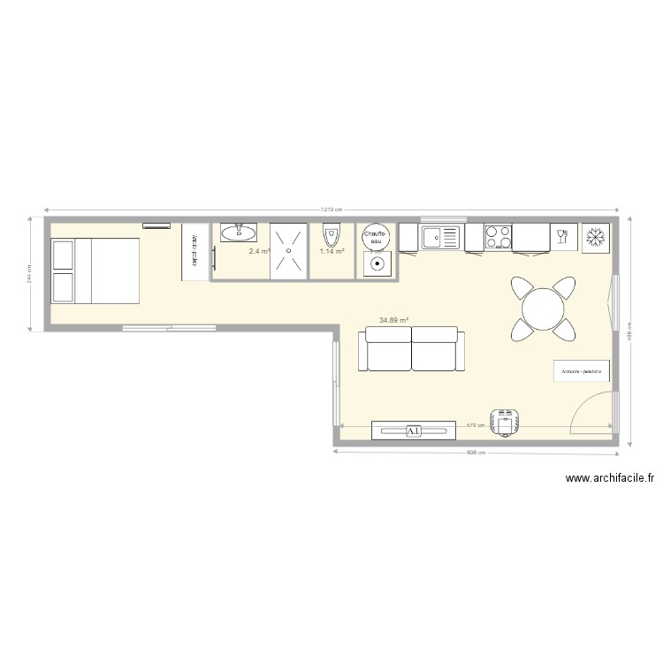 container 1chbr. Plan de 0 pièce et 0 m2