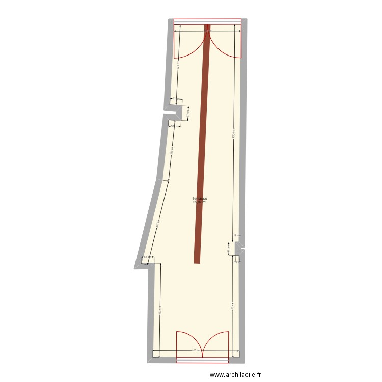 Entrée pavage. Plan de 1 pièce et 56 m2